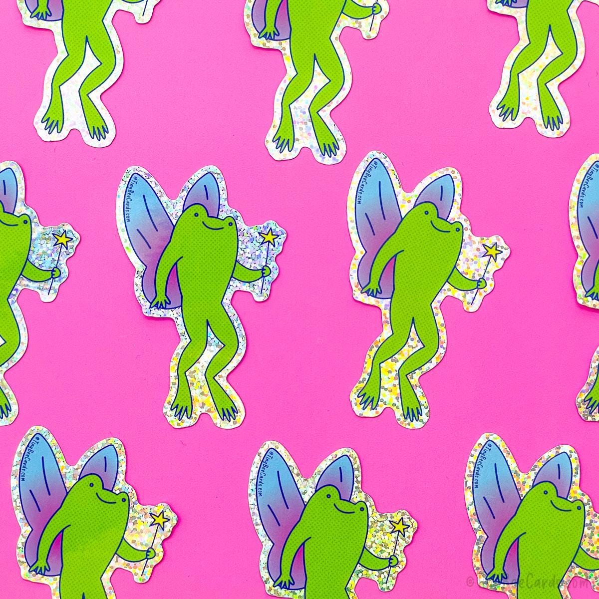 FAIRY FROG GLITTER WHIMSICAL VINYL STICKER
