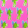 FAIRY FROG GLITTER WHIMSICAL VINYL STICKER