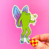FAIRY FROG GLITTER WHIMSICAL VINYL STICKER