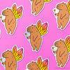 FAIRY CAPYBARA GLITTER WHIMSICAL VINYL STICKER
