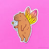 FAIRY CAPYBARA GLITTER WHIMSICAL VINYL STICKER