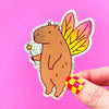 FAIRY CAPYBARA GLITTER WHIMSICAL VINYL STICKER