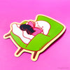 COZY GHOST WITH CAT & BOOK VINYL STICKER