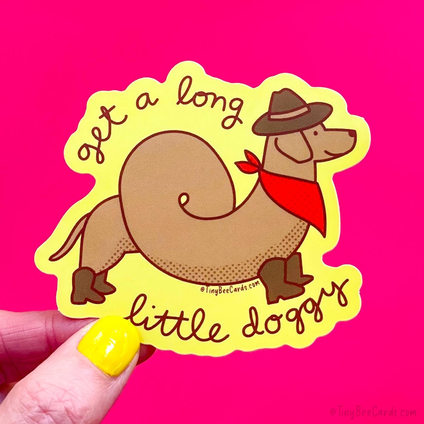 COWBOY DACSHUND VINYL STICKER 
