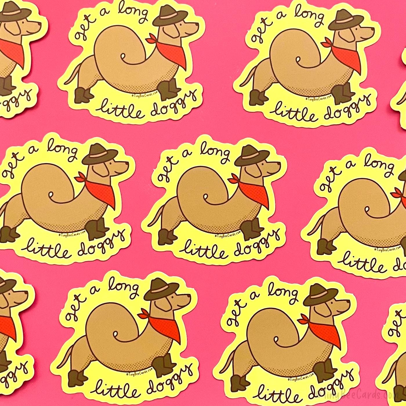 COWBOY DACSHUND VINYL STICKER 