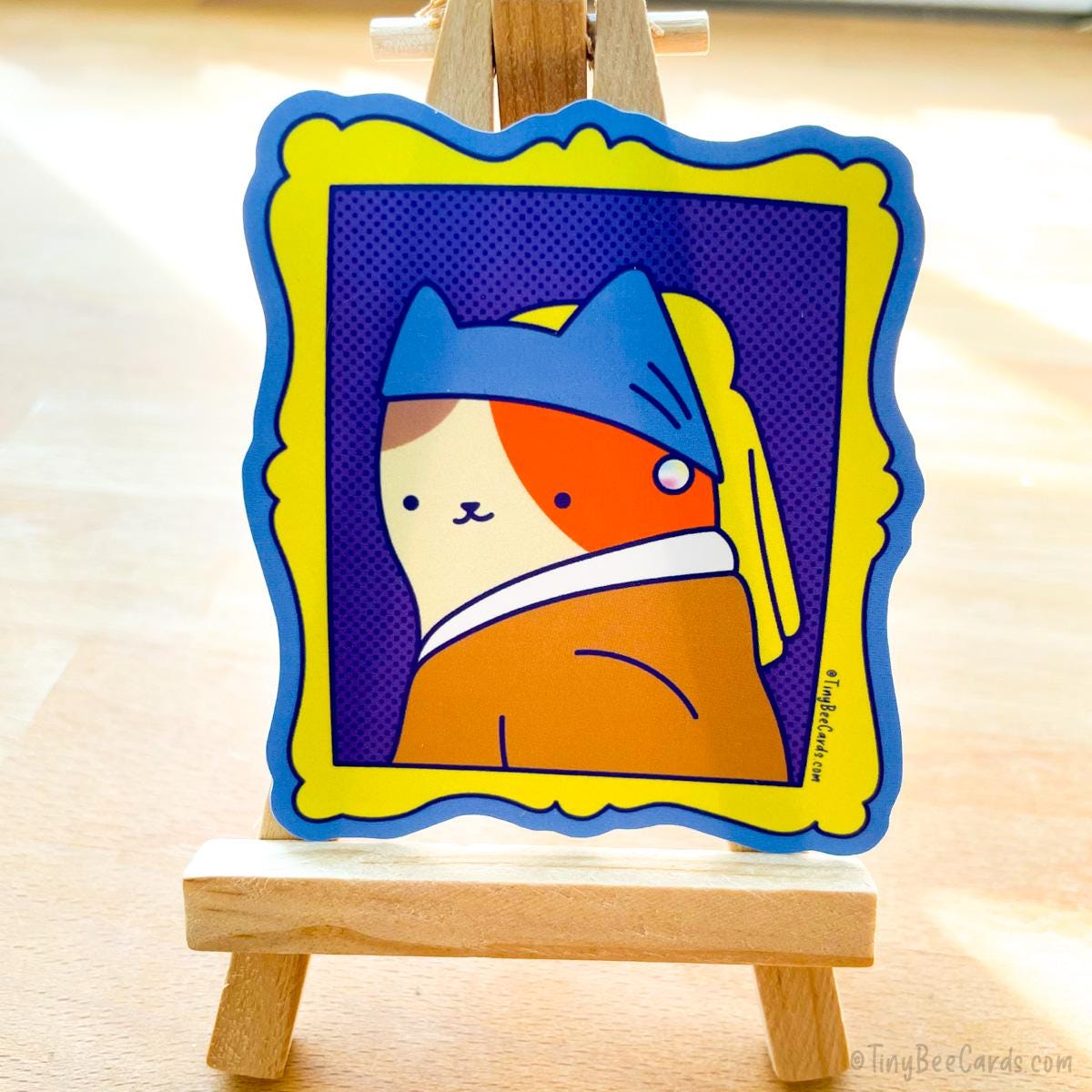 VERMEER CAT GIRL WITH PEARL EARRING VINYL STICKER