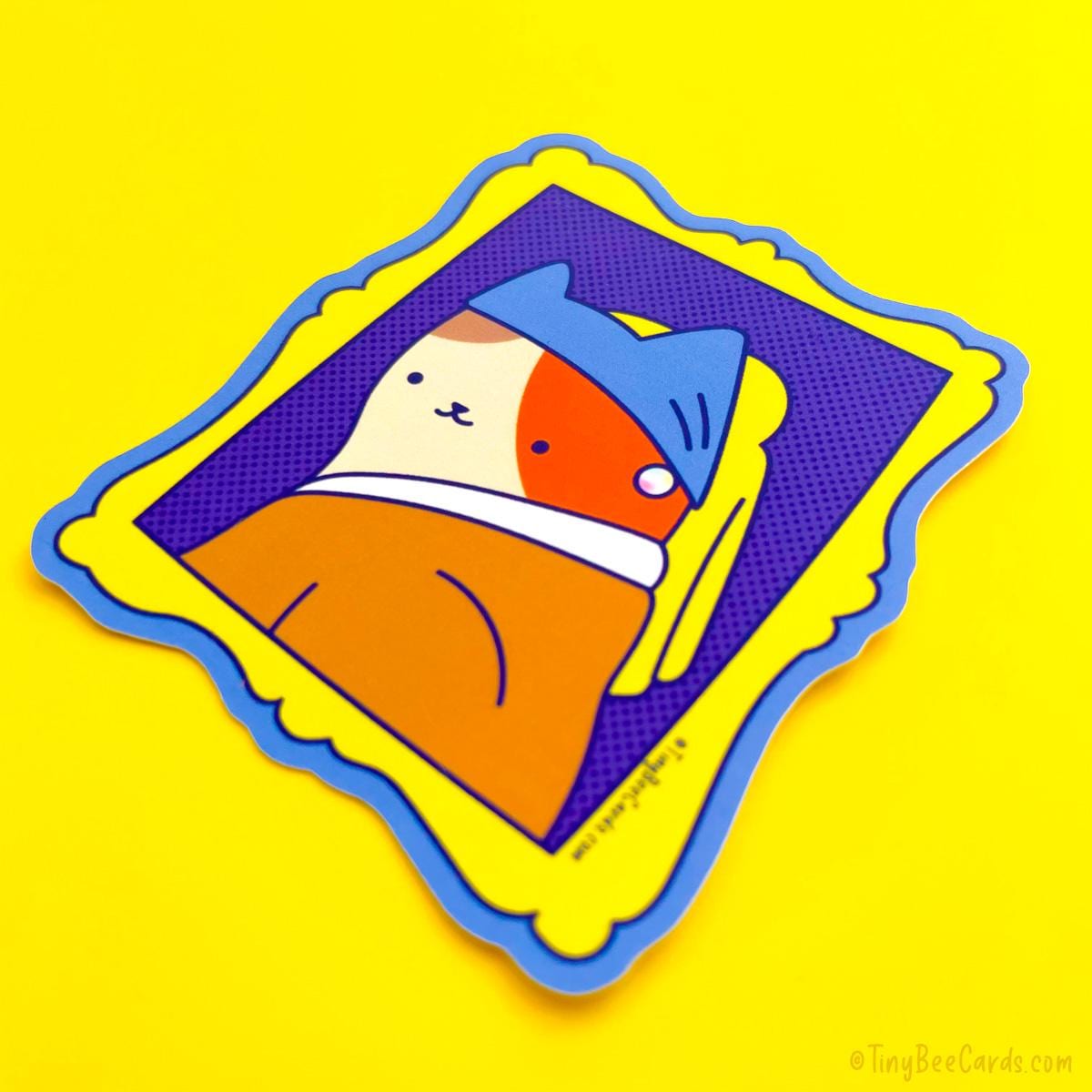 VERMEER CAT GIRL WITH PEARL EARRING VINYL STICKER