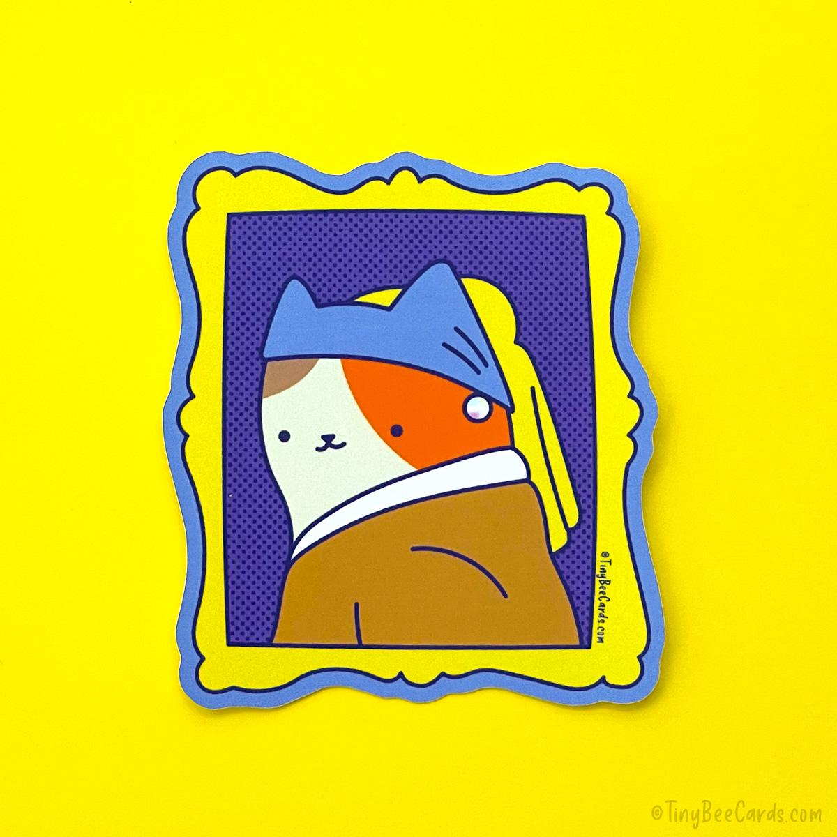 VERMEER CAT GIRL WITH PEARL EARRING VINYL STICKER