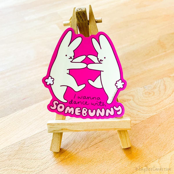 BUNNY VINYL STICKER "I WANNA DANCE WITH SOMEBUNNY"