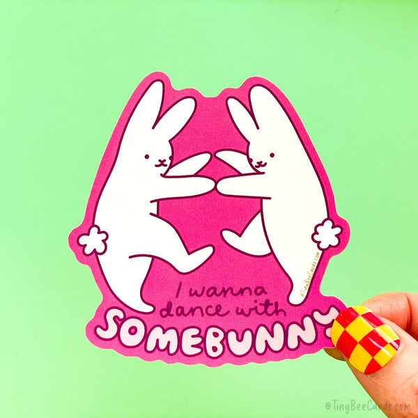 BUNNY VINYL STICKER "I WANNA DANCE WITH SOMEBUNNY"