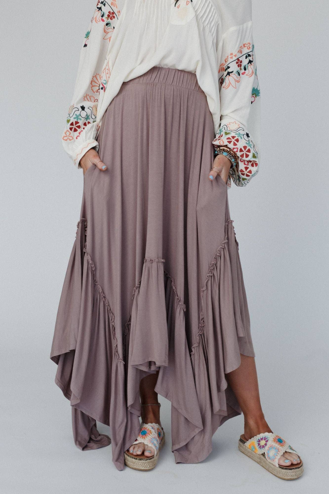 FOREVER BEAUTY MAXI SKIRT - MUSHROOM