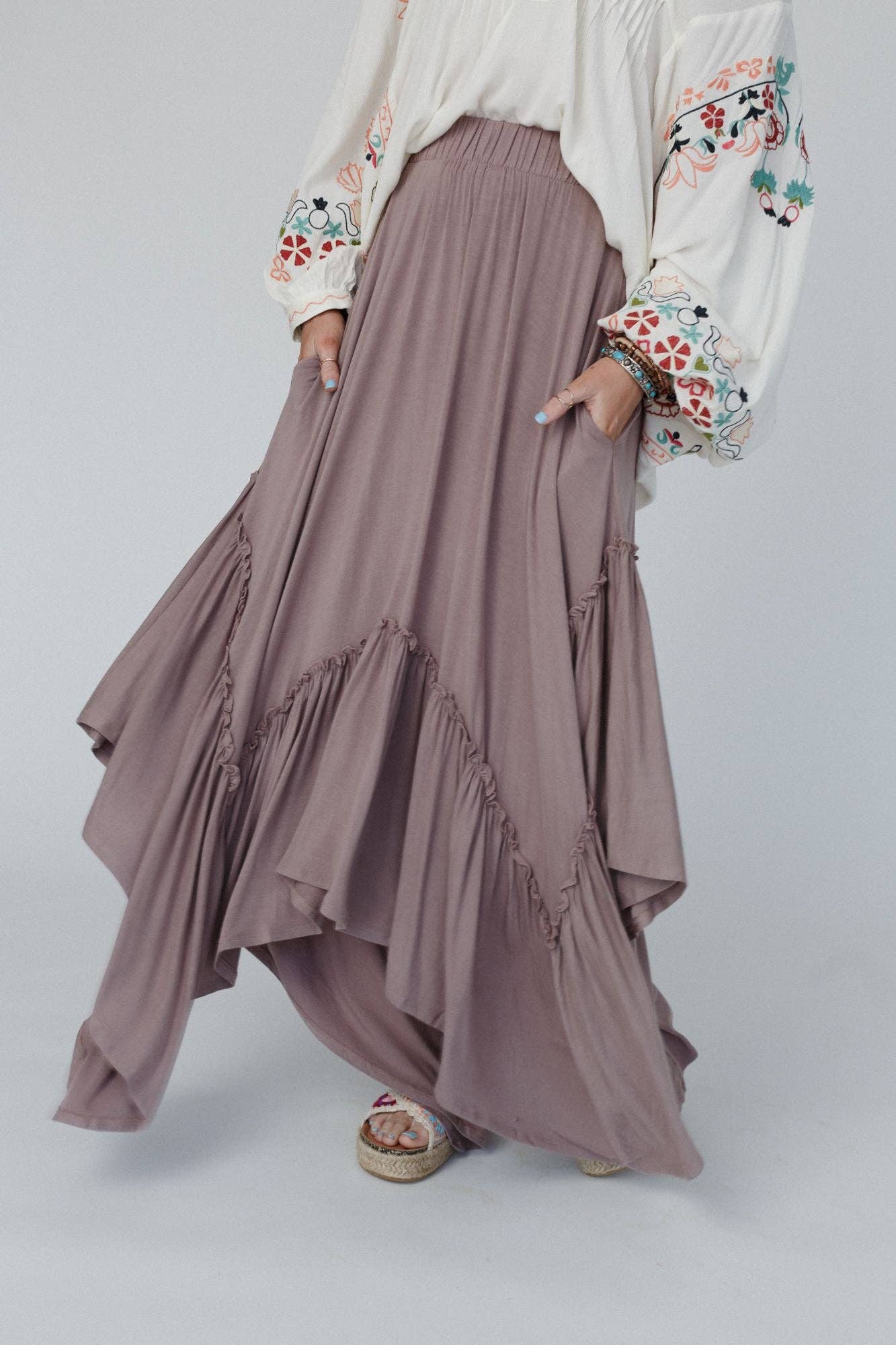 FOREVER BEAUTY MAXI SKIRT - MUSHROOM
