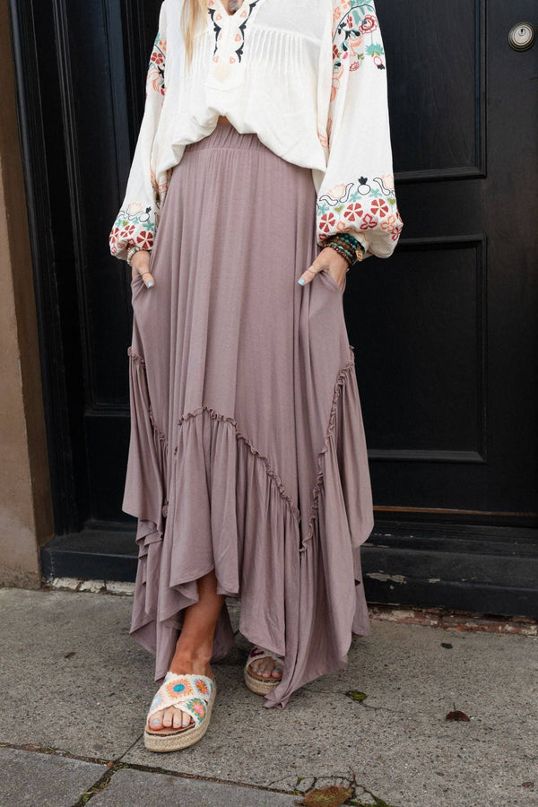FOREVER BEAUTY MAXI SKIRT - MUSHROOM