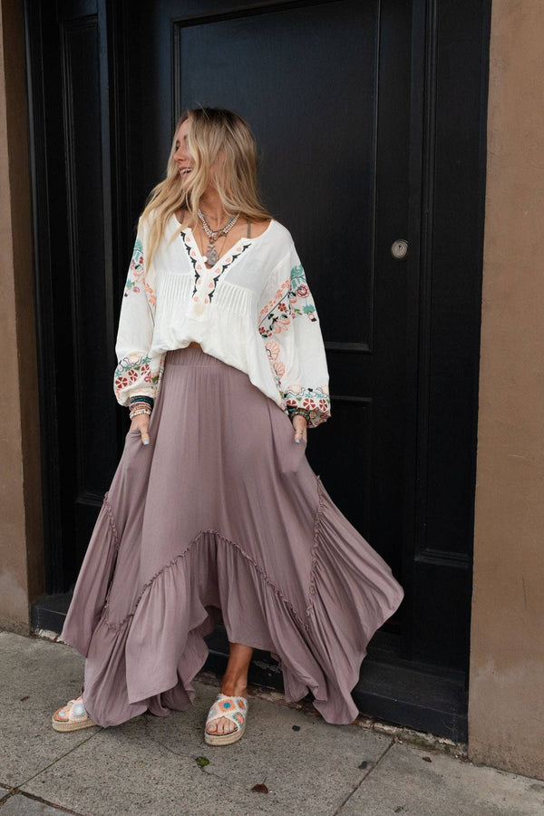 FOREVER BEAUTY MAXI SKIRT - MUSHROOM