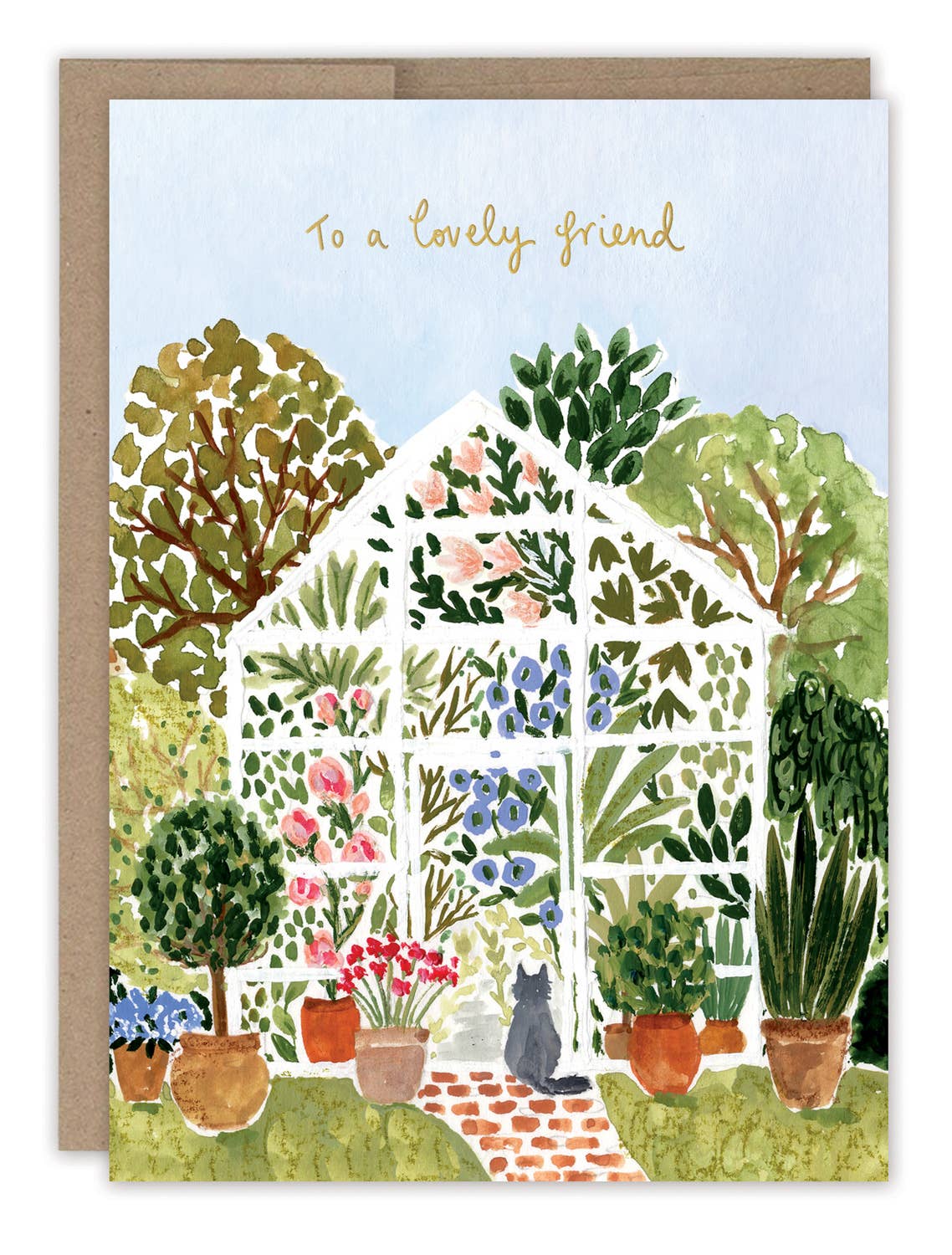 TO A LOVELY FRIEND GREEN HOUSE BIRTHDAY CARD
