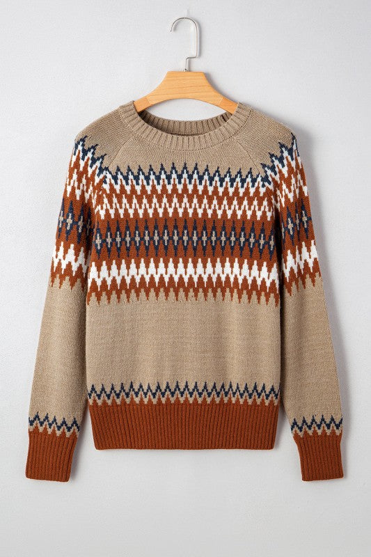 EVA AZTEC CREW NECK SWEATER