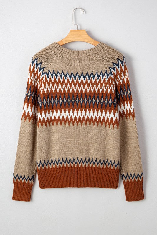 EVA AZTEC CREW NECK SWEATER