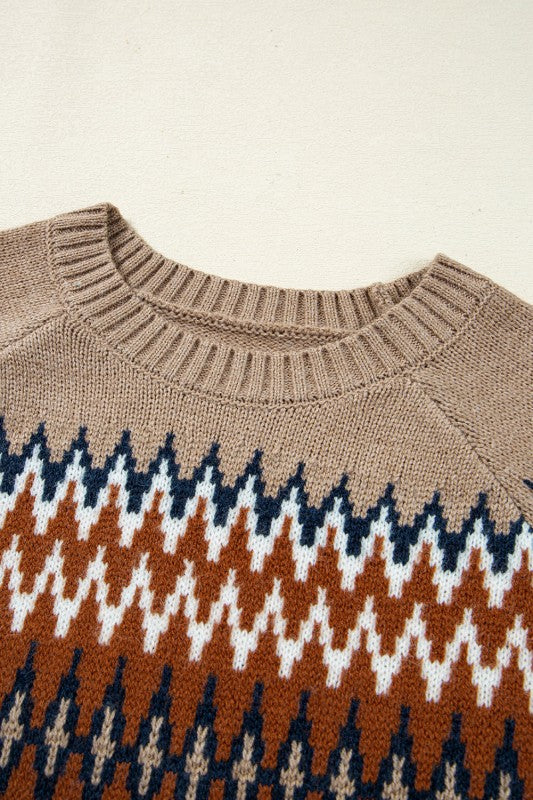 EVA AZTEC CREW NECK SWEATER