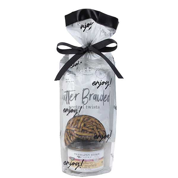 Gift bag food set in bag with black bow