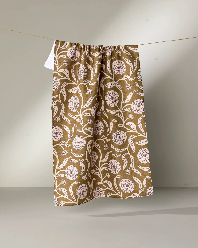 FALLING FLOWERS TEA TOWEL