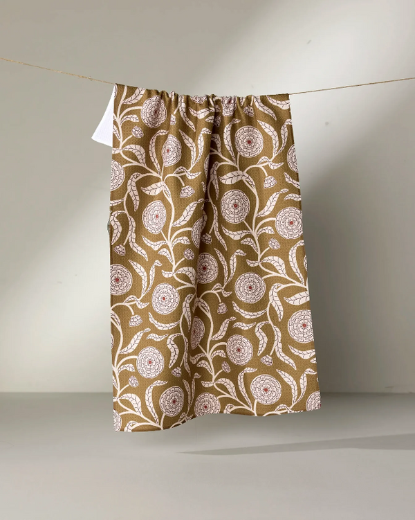 FALLING FLOWERS TEA TOWEL