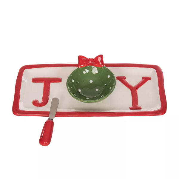 CERAMIC JOY CHIP/DIP PLATTER