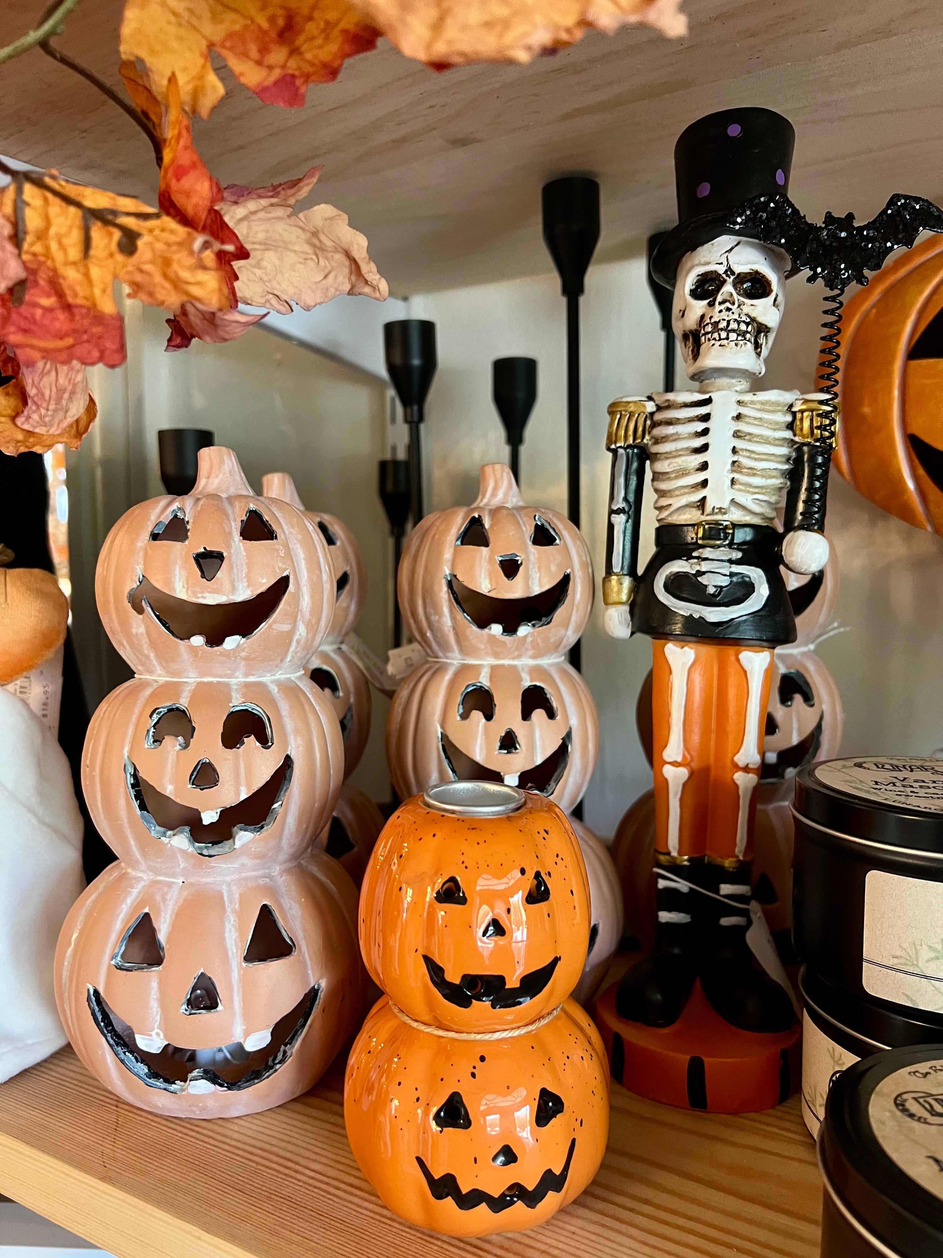 RES LIGHT UP FAUX-TERRACOTTA STACKED PUMPKIN