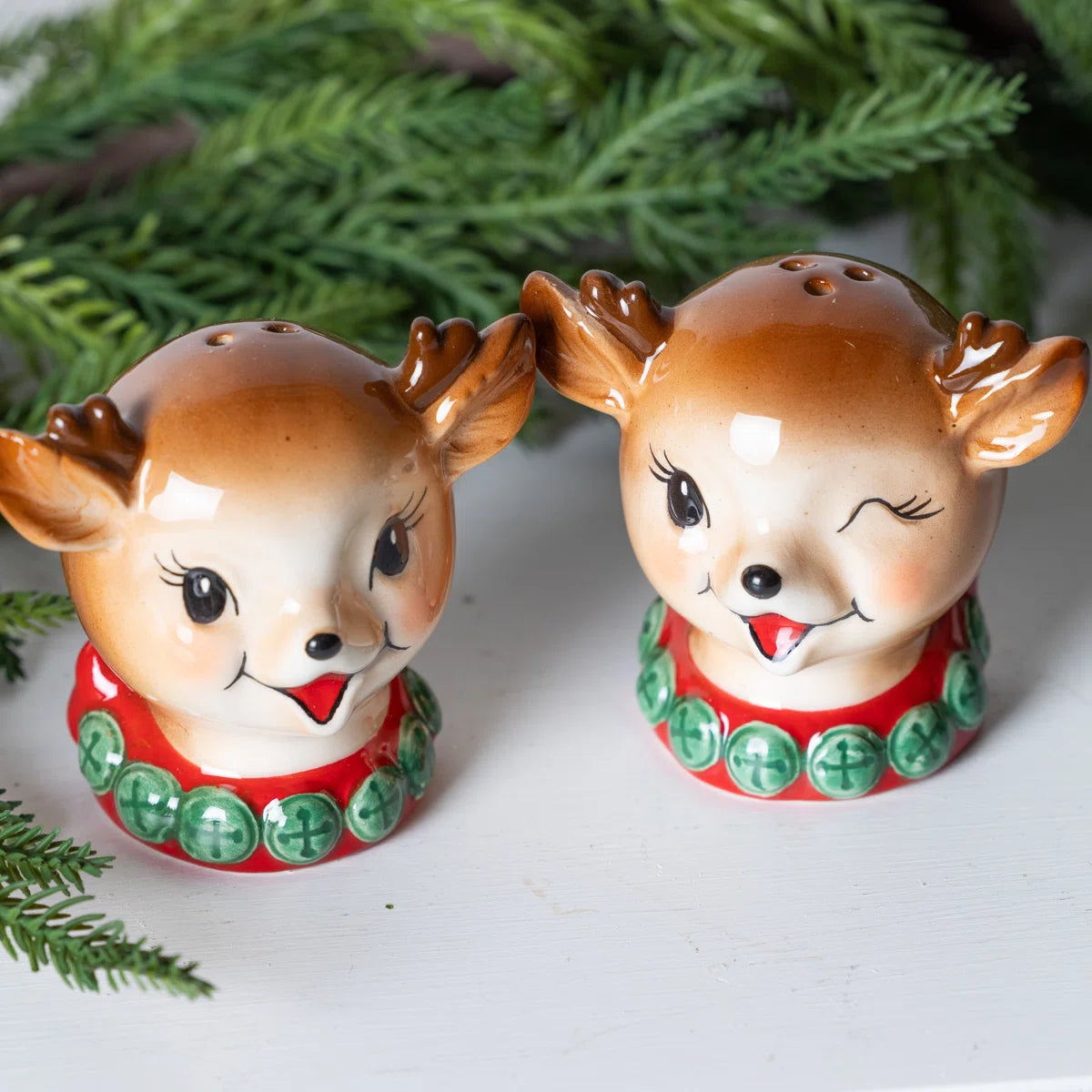 DOLOMITE VINTAGE REINDEER SALT & PEPPER S/2