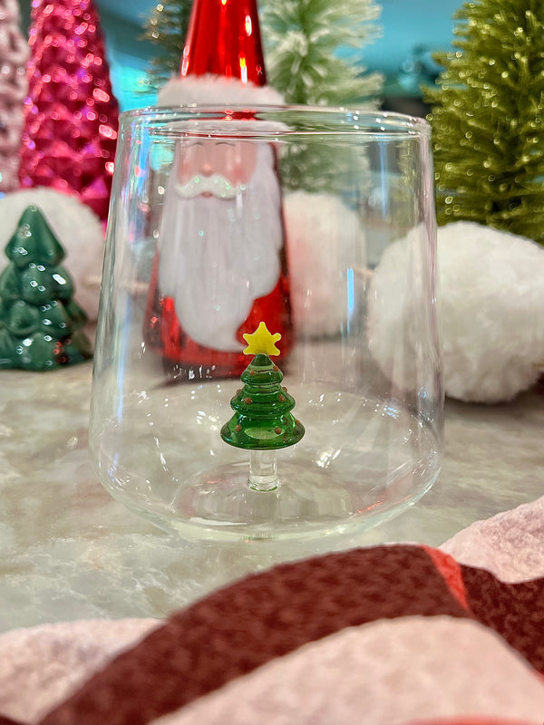 GLASS 12OZ MOLDED TREE STEMLESS WINE GLASS S/2
