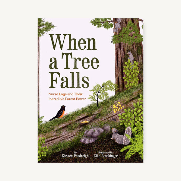 Book cover of 'When a Tree Falls' with forest scene illustration