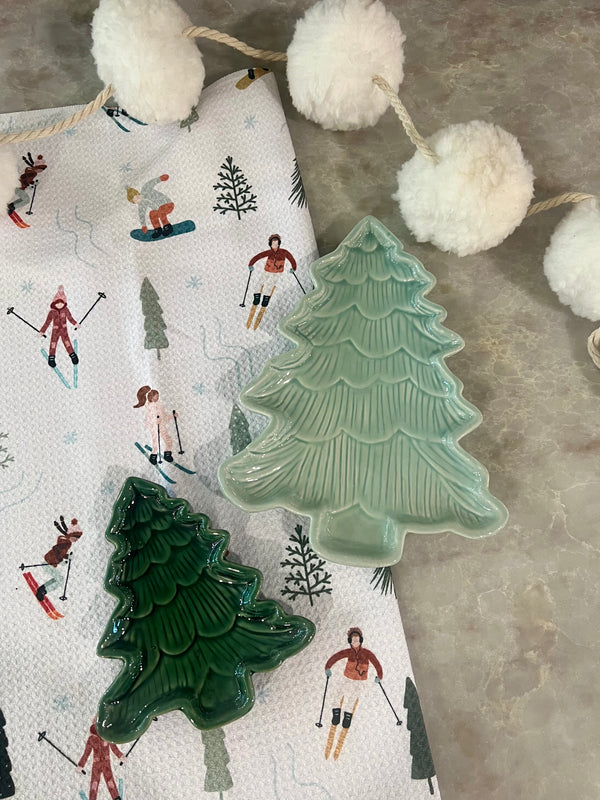 CERAMIC IRIDESCENT HOLIDAY TREE PLATE