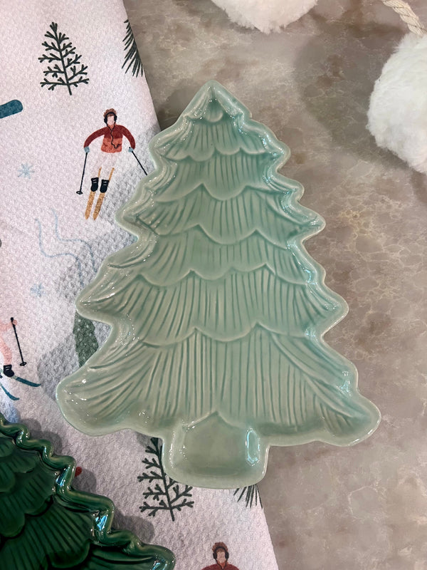 CERAMIC IRIDESCENT HOLIDAY TREE PLATE