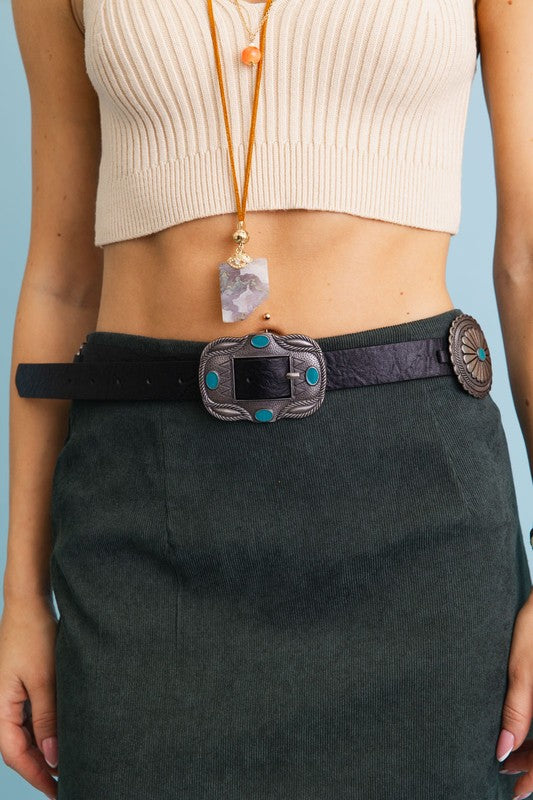 BOHO TURQUOISE CONCHO BELT WITH WESTERN ACCENTS