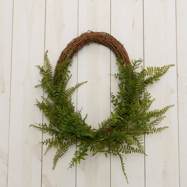 WREATH - OVAL TWIG BASE, MIXED FERNS