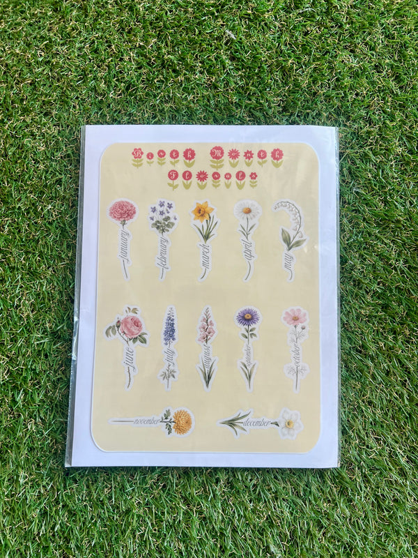 BIRTH FLOWER STICKER SHEET