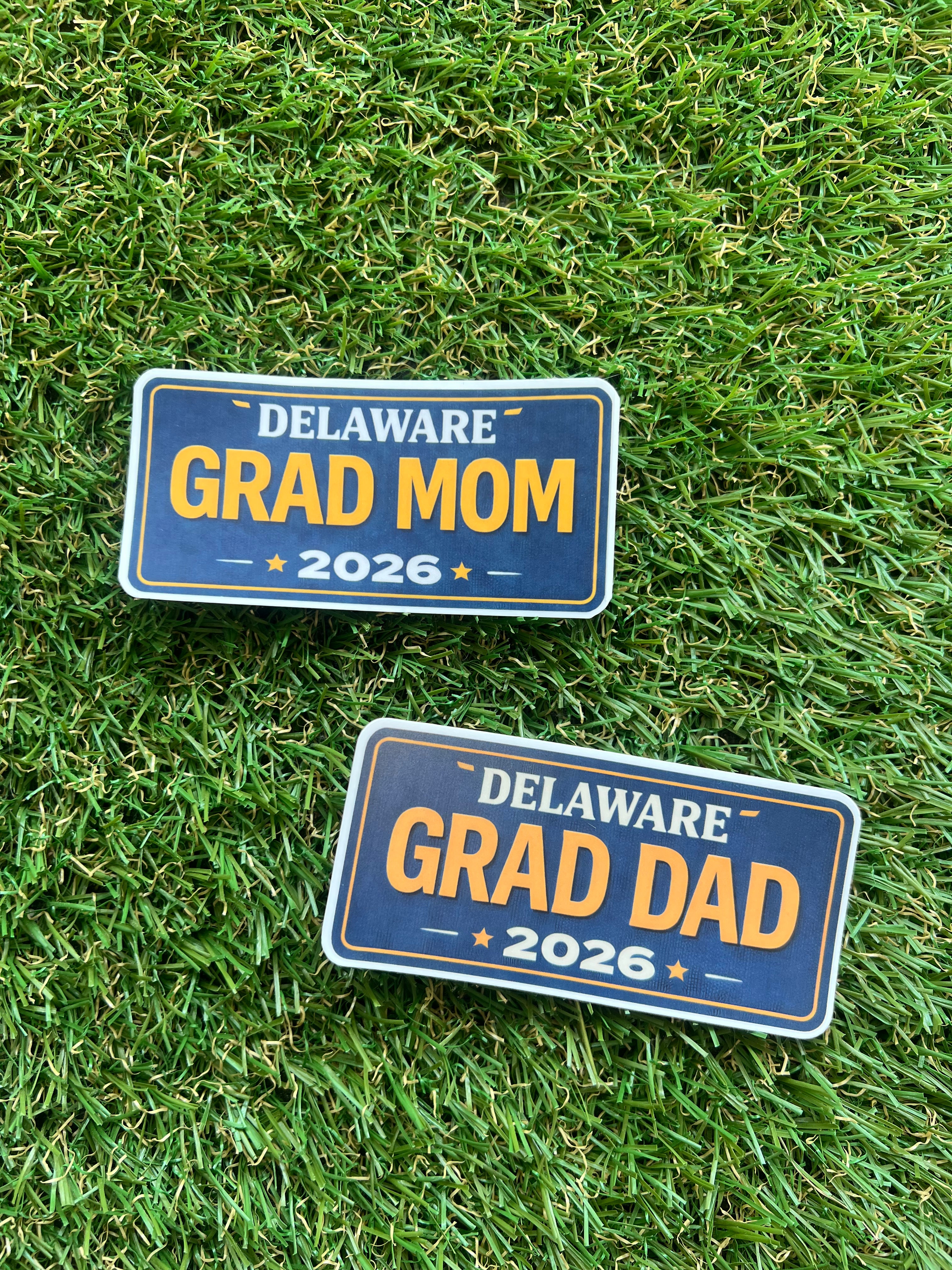 BLUE/GOLD GRAD DAD PLSTE STICKER
