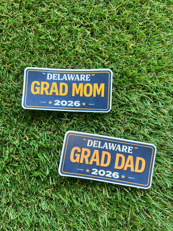 BLUE/GOLD GRAD DAD PLSTE STICKER