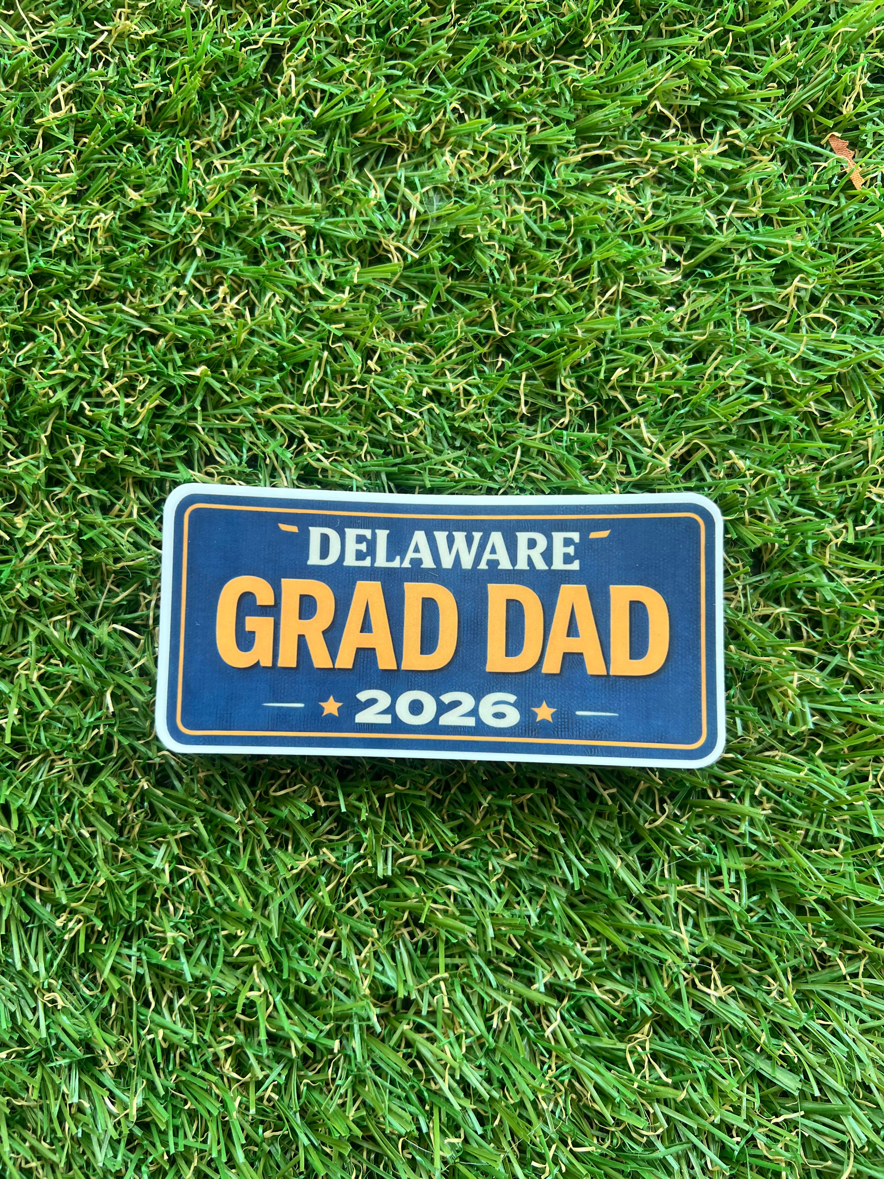 BLUE/GOLD GRAD DAD PLSTE STICKER