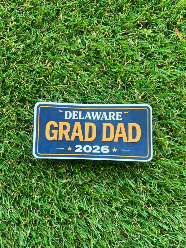 BLUE/GOLD GRAD DAD PLSTE STICKER