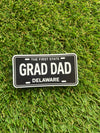 BLACK & WHITE GRAD DAD PLATE STICKER