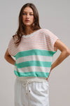 RETRO STRIPED TEXTURED KNIT SWEATER TEE