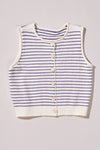 SLEEVELESS STRIPED BUTTON KNIT VEST