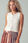 SLEEVELESS STRIPED BUTTON KNIT VEST