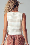 SLEEVELESS STRIPED BUTTON KNIT VEST