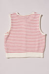 SLEEVELESS STRIPED BUTTON KNIT VEST