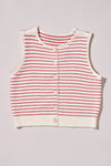 SLEEVELESS STRIPED BUTTON KNIT VEST