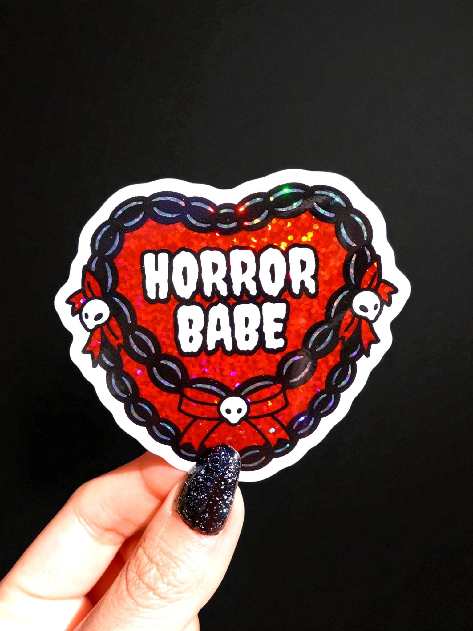 HORROR BABE GLITTER HALLOWEEN VINYL STICKER