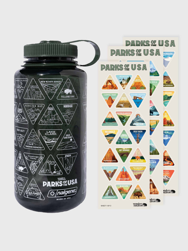 FOREST, PARKS OF THE USA STICKER ADVENTURE BUCKET LIST WATER BOTTLE 32OZ