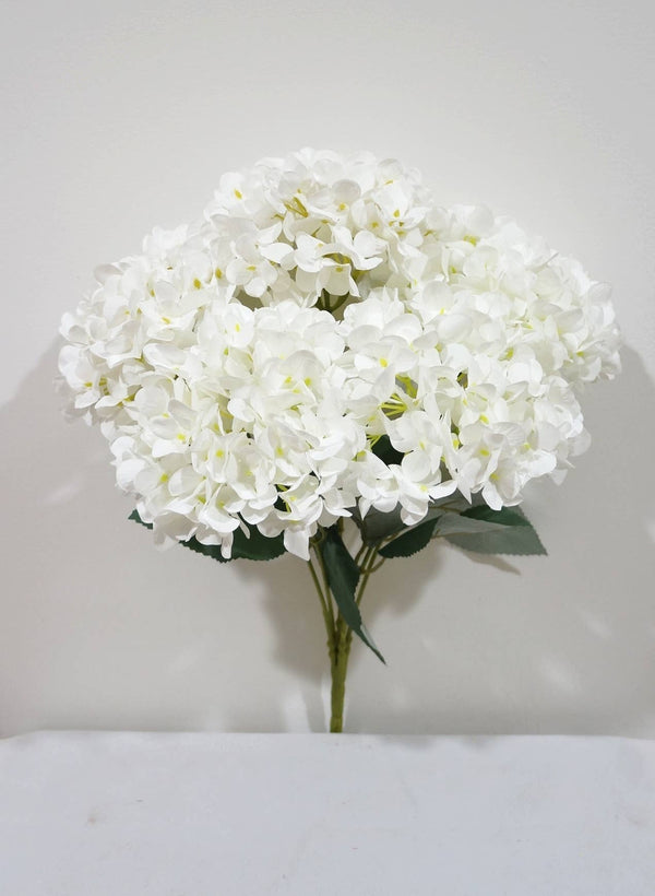 18" WHITE SOFT SILK HYDRANGEA FLOWER BUSH