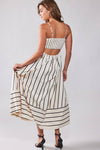 WILDFLOWER CREAM & BLACK STRIPED MAXI DRESS